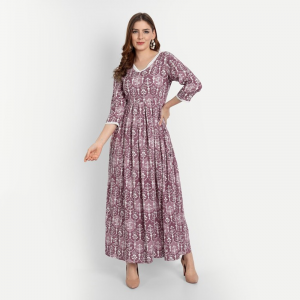 Ethnic Motifs V-neck Maxi Dress